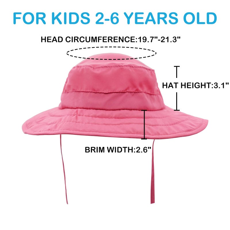 Connectyle Kids UPF 50+ Bucket Sun Hat UV Sun Protection, Hot Pink, 2-6T - Image 2